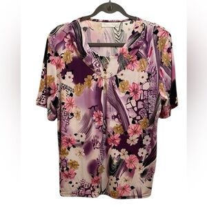 Domitex Purple Graphic Relaxed Blouse
